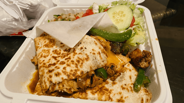 Steak with Chicken Quesadilla.