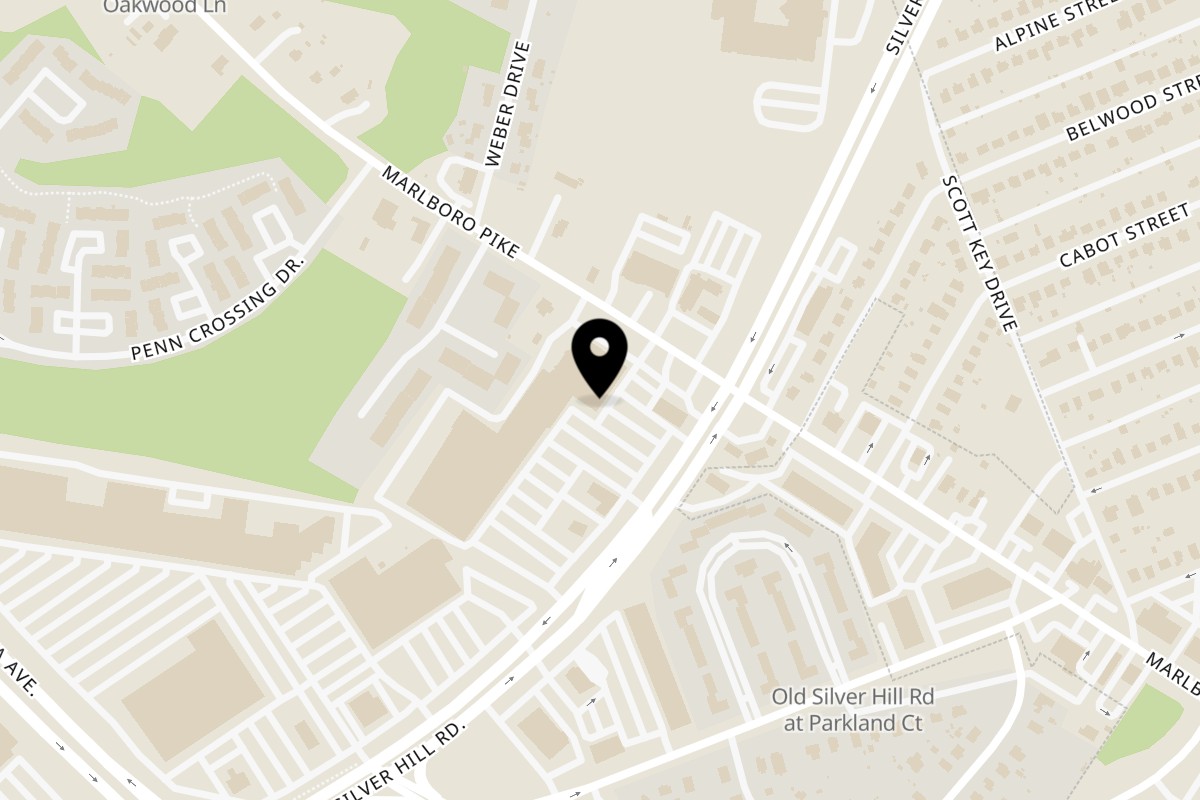 Map showing the location of NY Chicken & Grill on 5852 Silver Hill Rd in District Heights